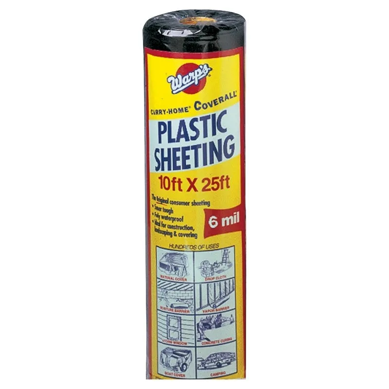 Carry-Home SP-6CH10-B Poly Film, 6 mil Thick, 25 ft L, 10 ft W, Black (Pack of 6)