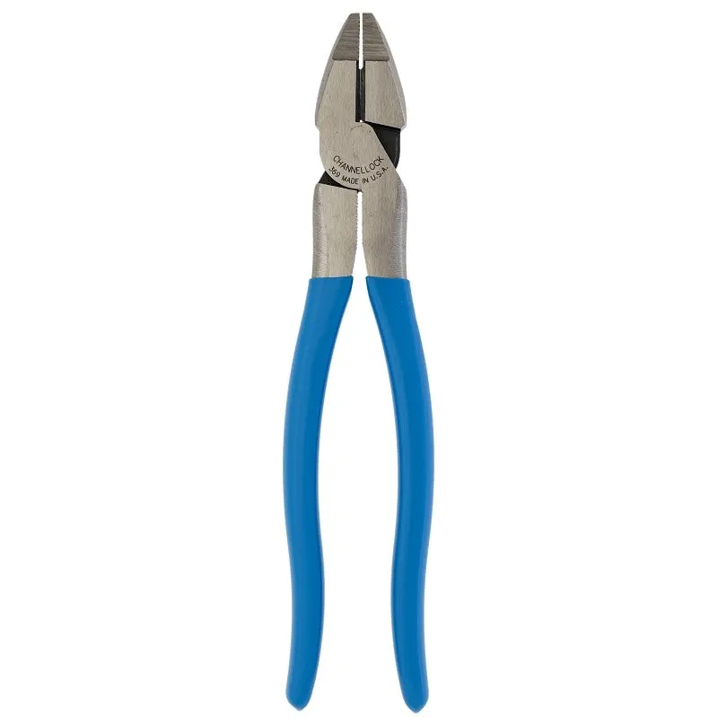Channellock 369 Lineman’s Plier, 9-1/2 in OAL, 0.73 in Cutting Capacity, 0.28 in Jaw Opening, Blue Handle, 1.32 in W Jaw