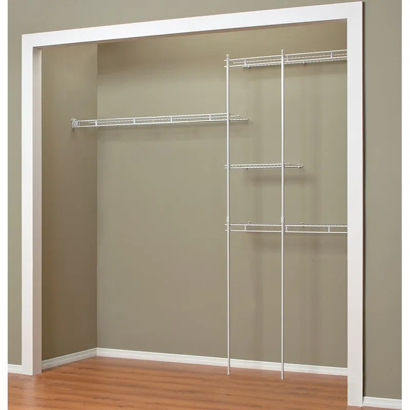 ClosetMaid 1628 Closet Organizer Kit, 96 in W x 12 in D x 70 in H Dimensions, Steel, White
