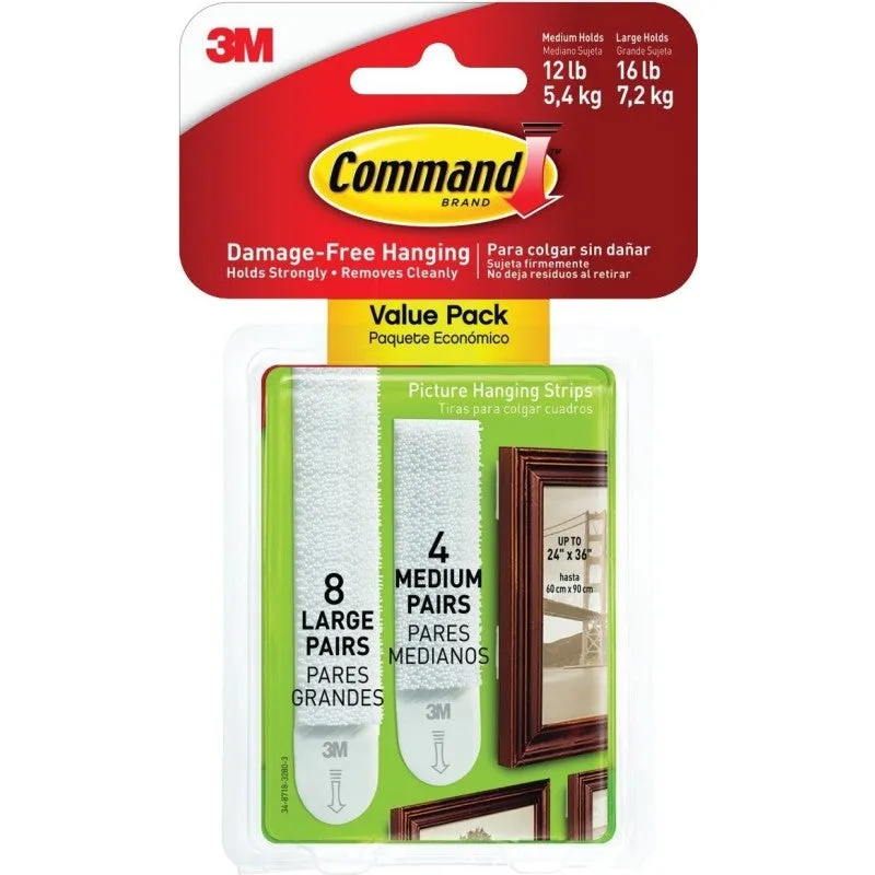 Command 17209ES Picture Hanging Strip, White (Pack of 6)