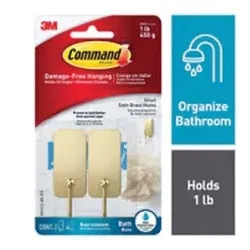Command BATH33-CR-2ES Bath Small Hook, 1 lb, Metal, Brass