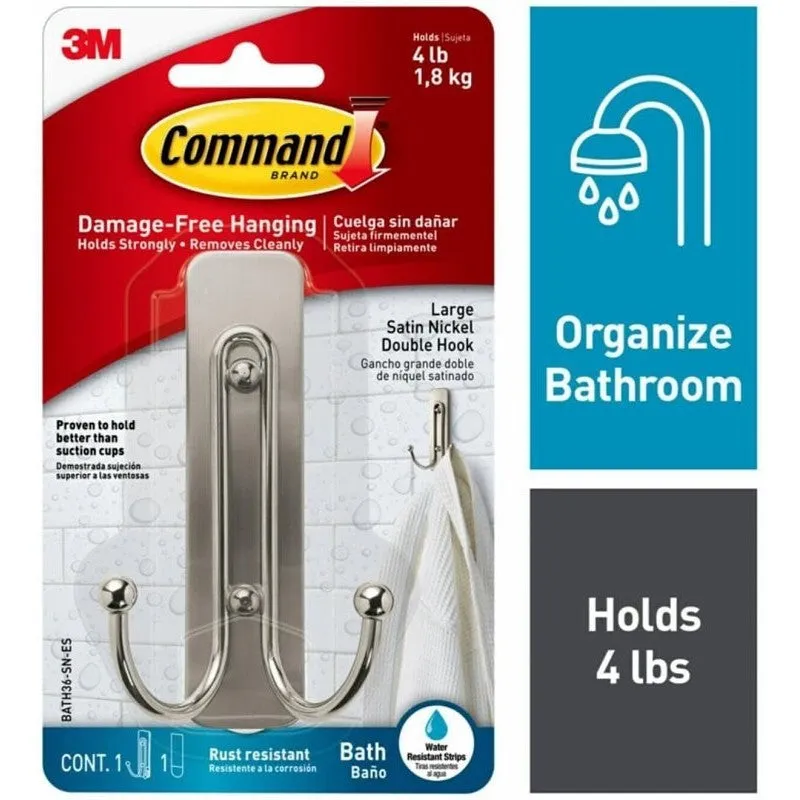 command bath36 mb 2esf large bath hook 4 lb 2 hook metal matte black