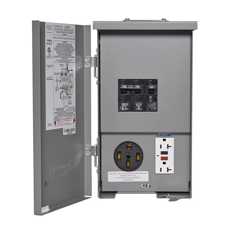 Connecticut Electric CESMPSC55GRHR RV Panel Power Outlet, 1-Phase, 50 A, 120/240 V, NEMA 3R Enclosure