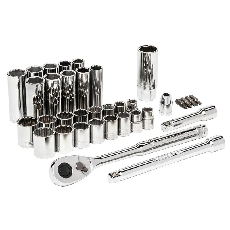 Crescent CTK35 Mechanic Tool Set, 35-Piece, Steel Alloy, Chrome