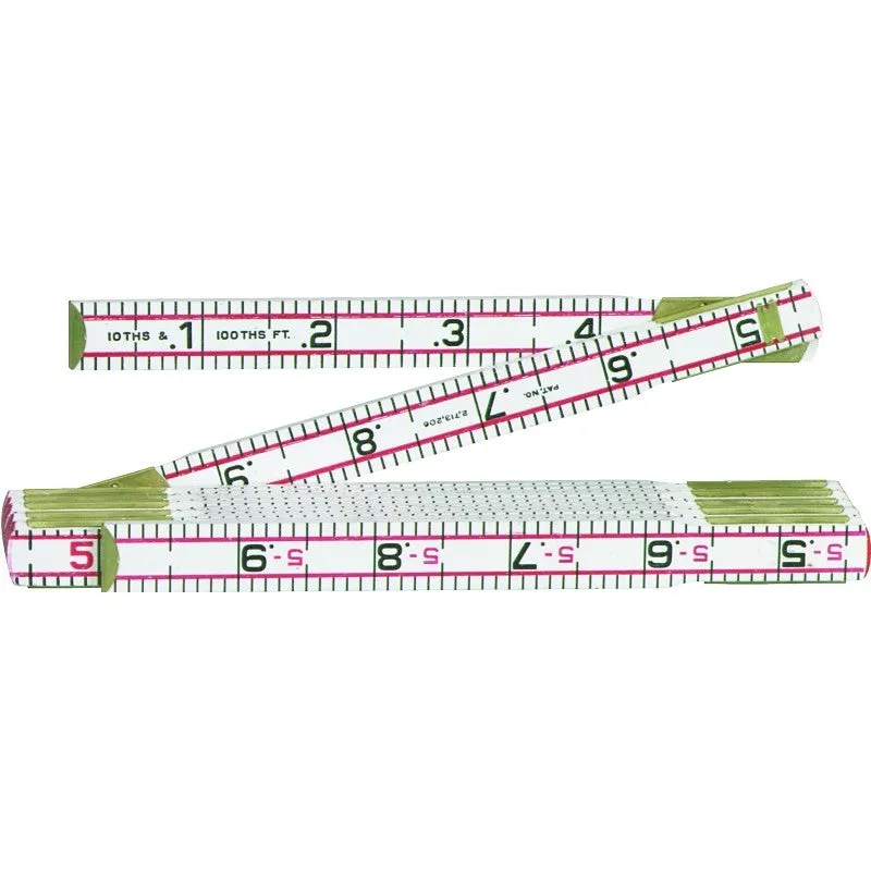Crescent Lufkin Red End Series 1066DN Engineer’s Scale Rule, Regular, 1/10ths, 1/100ths, Feet Graduation, Wood, White