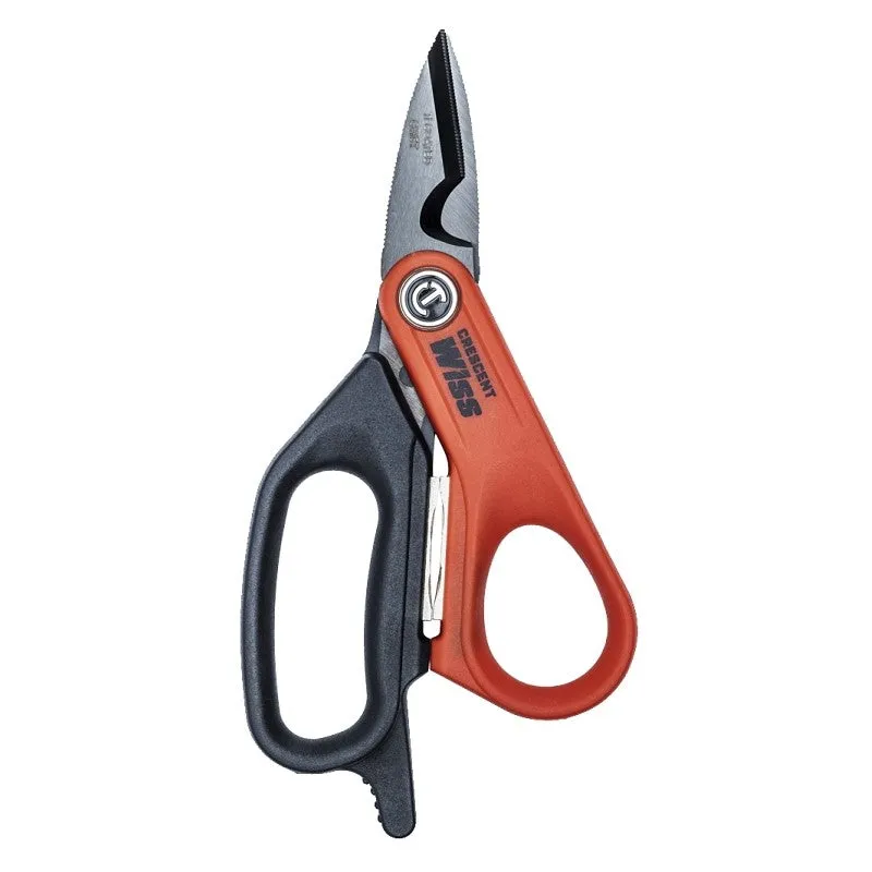 Crescent Wiss CW5T Electrician’s Data Shear, 6 in OAL, Ergonomic, Soft Textured Grip Handle, TPR Handle
