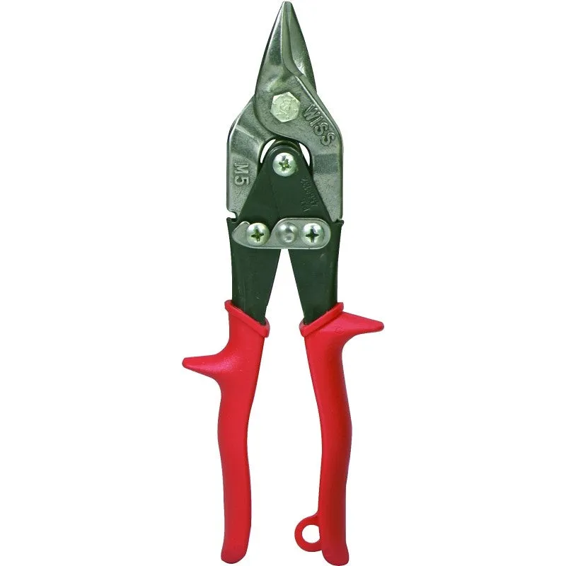 crescent wiss m5r aviation snip 9 14 in oal straight cut molybdenum steel blade textured handle red