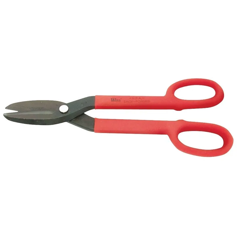 Crescent Wiss WDF12S Tinner Snip, 12.28 in OAL, 2-3/4 in L Cut, Long, Straight Cut, Steel Blade, Black/Rawhide Handle
