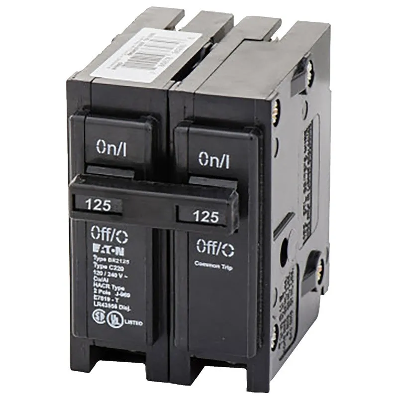 Cutler-Hammer BR2125 Circuit Breaker, Mini, Type BR, 125 A, 2 -Pole, 120/240 V, Plug Mounting