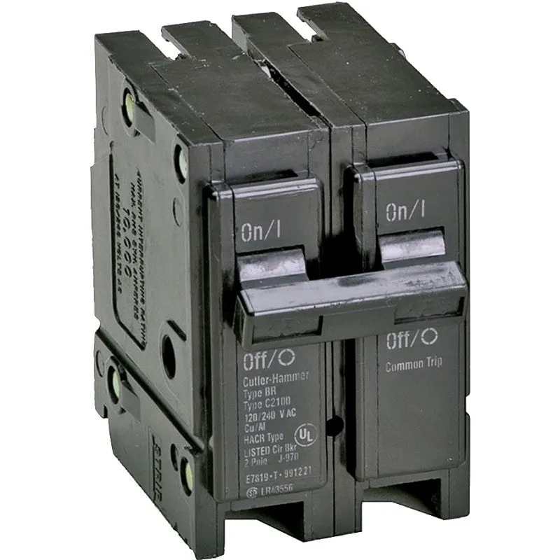 Cutler-Hammer BR215 Circuit Breaker, Mini, Type BR, 15 A, 2 -Pole, 120/240 V, Plug Mounting