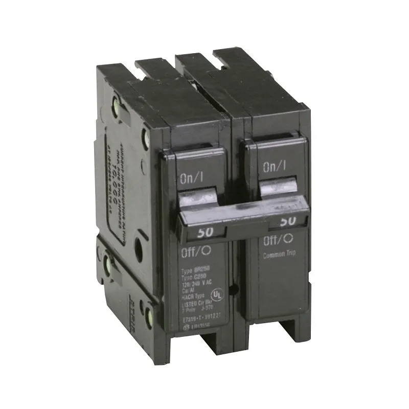 Cutler-Hammer BR250 Circuit Breaker, Mini, Type BR, 50 A, 2 -Pole, 120/240 V, Plug Mounting