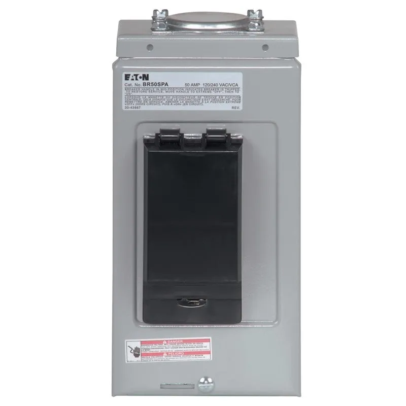 Cutler-Hammer BR50SPAST Spa Panel, 1 -Phase, 50 A, 240 V, 1 -Space, 8 to 2 AWG Wire, NEMA 3R Enclosure