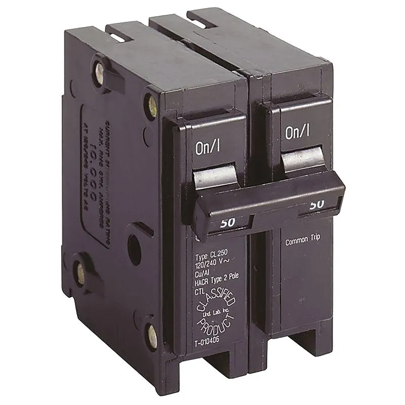 Cutler-Hammer CL250 Circuit Breaker, Type CL, 50 A, 2 -Pole, 120/240 V, Common Trip, Plug Mounting