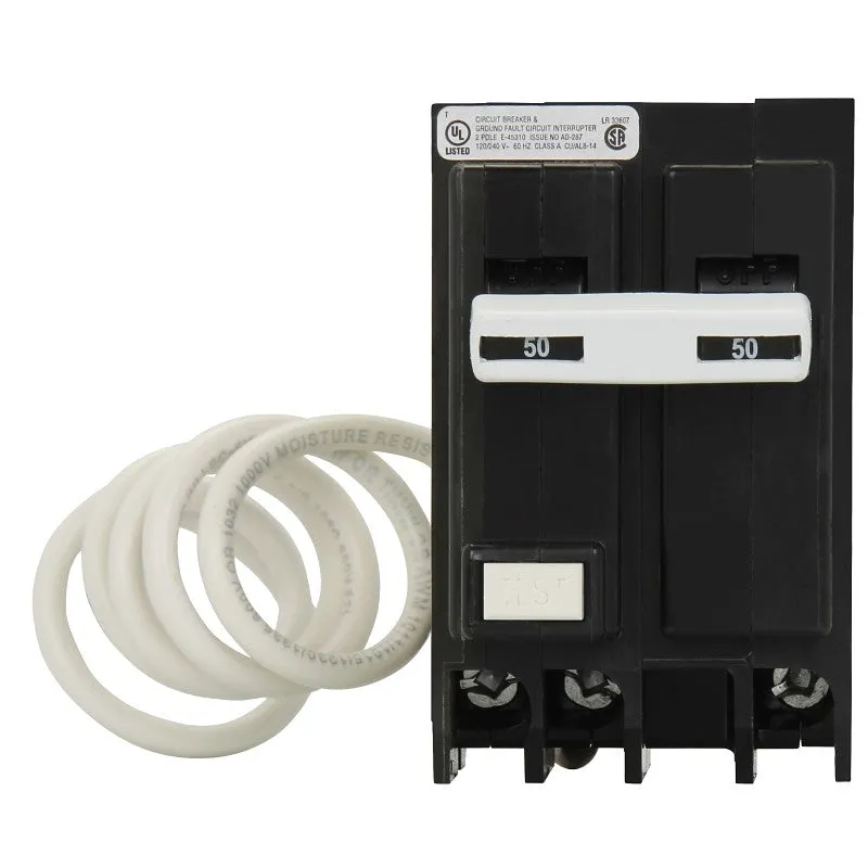 Cutler-Hammer GFTCB220 Circuit Breaker, GFCI, Type GFTCB, 20 A, 2 -Pole, 120/240 V, Plug Mounting