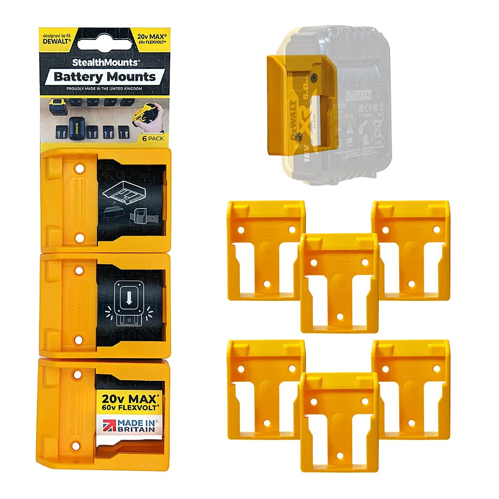 DEWALT BM-DW20-YLW-6 Battery Mounts 20v/60v (6 Pack)