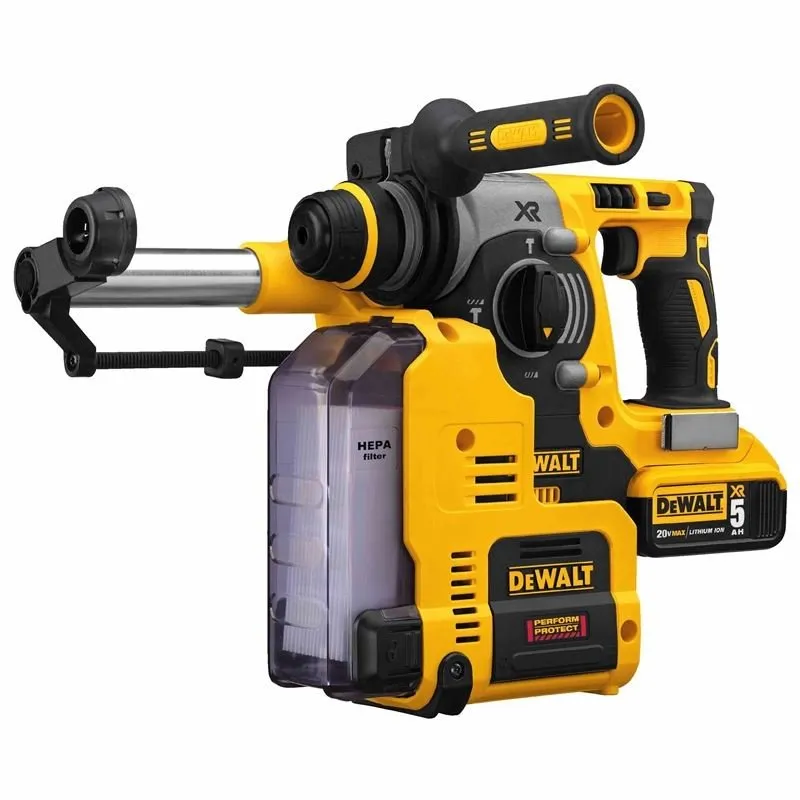 DEWALT DCH273P2DH 20V Max XR Brushless 1″ L-Shape SDS Plus Rotary Hammer Kit with On Board Dust Extractor