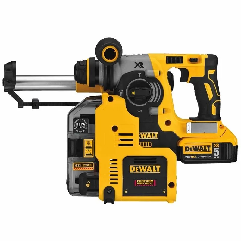 DEWALT DCH273P2DHO 20V MAX* XR® Brushless 1″ L-Shape SDS Plus Rotary Hammer Kit with On Board Dust Extractor