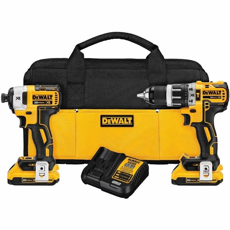 DEWALT DCK287D2 20V MAX* XR Lithium Ion Brushless Compact Hammerdrill Impact Driver Combo Kit