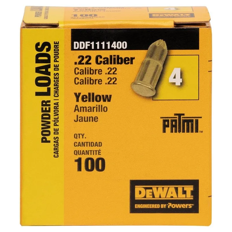 DEWALT DDF1111400 Powder Actuated Load, 0.22 Caliber, Power Level: 2 (Pack of 12)