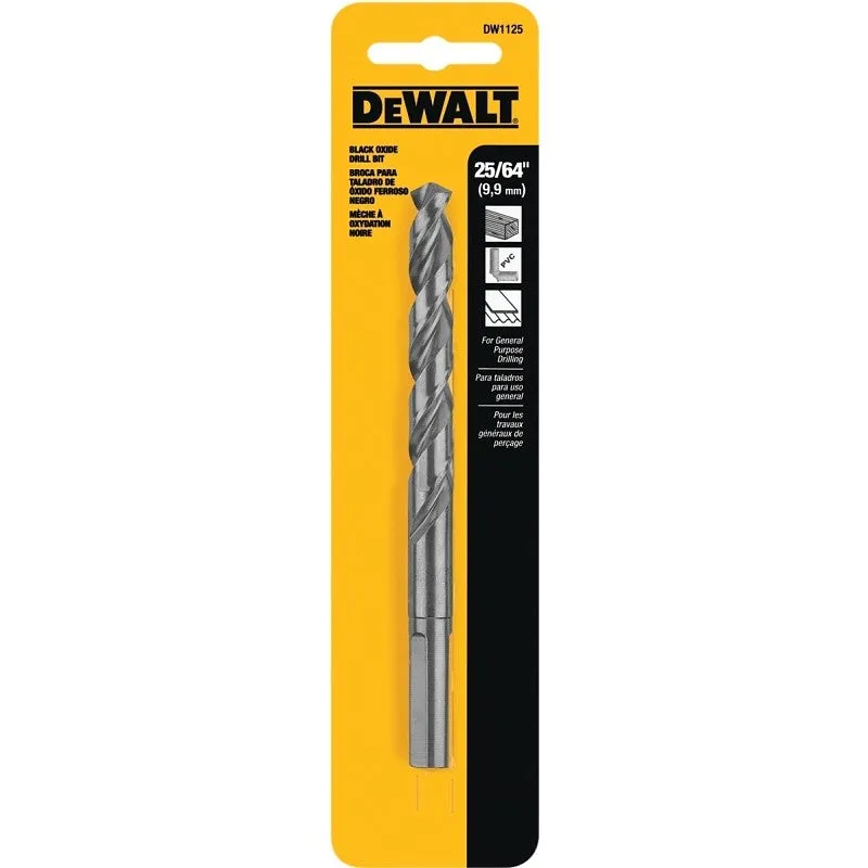 DEWALT DW1125 Jobber Drill Bit, 25/64 in Dia, 5-1/8 in OAL, Parabolic Flute, 25/64 in Dia Shank, Round Shank (Pack of 3)
