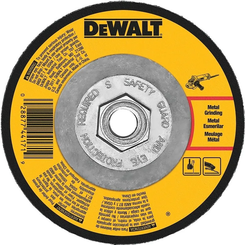 DEWALT DW4548 Grinding Wheel, 7 in Dia, 1/4 in Thick, 5/8-11 in Arbor, 24 Grit, Coarse, Aluminum Oxide Abrasive (Pack of 10)