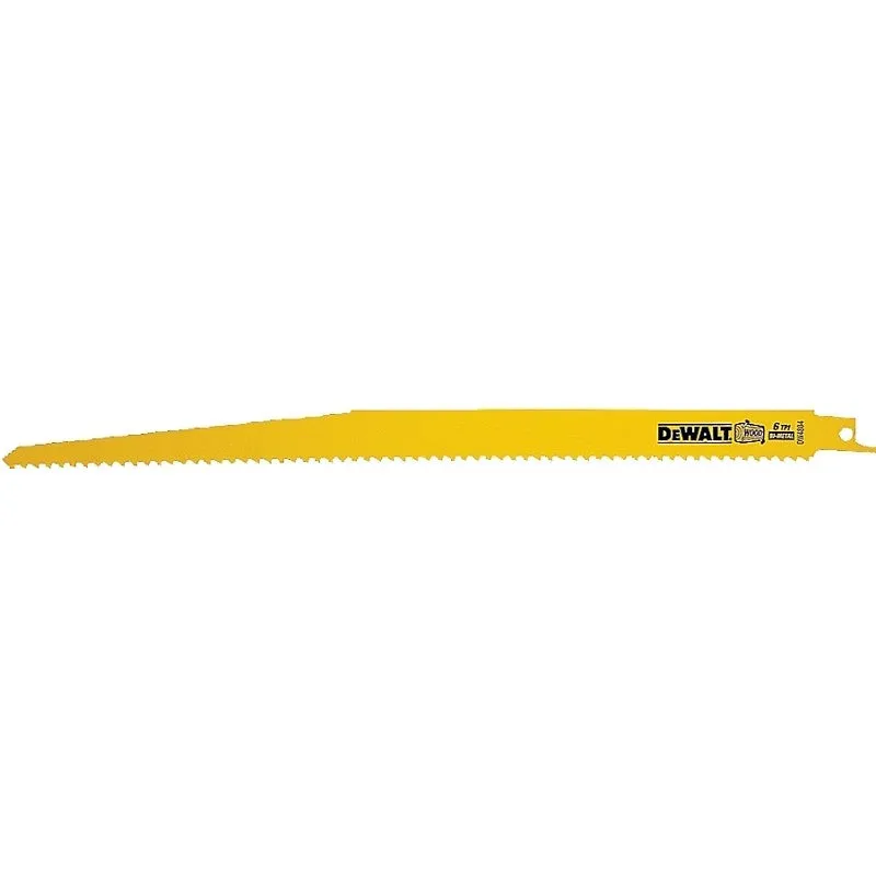 DEWALT DW4804 Reciprocating Saw Blade, Applicable Materials: Wood, 3/4 in W, 12 in L, 6 TPI