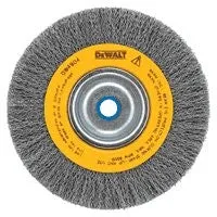 DEWALT DW4905 Wire Wheel Brush, 6 in Dia, 5/8 to 1/2 in Arbor/Shank, Crimped Bristle, 0.014 in Dia Bristle