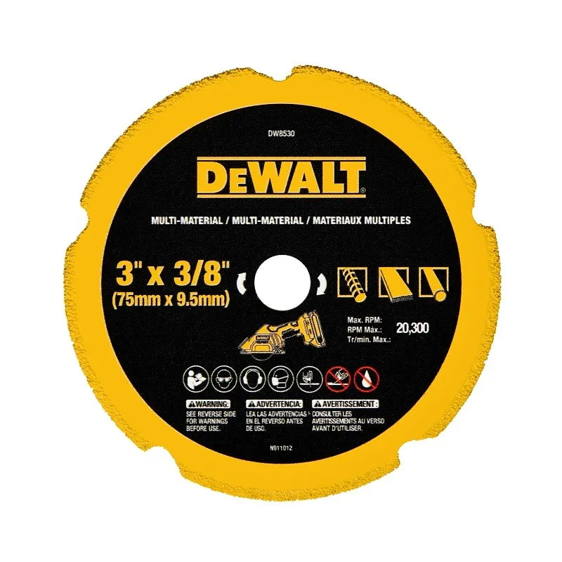 DEWALT DW8530 Diamond Blade, 3 in Dia, 3/8 in Arbor