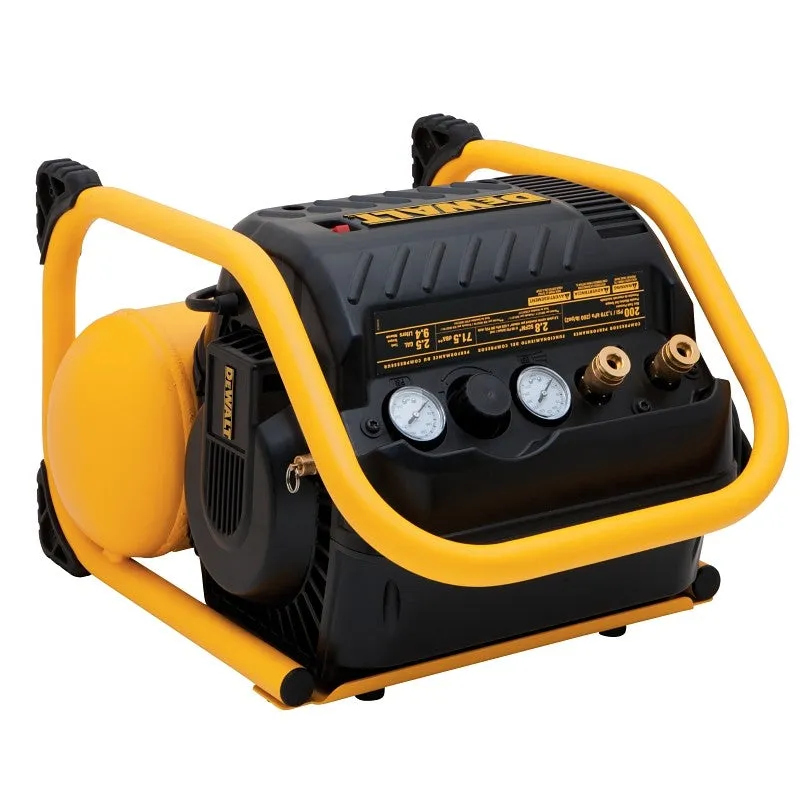 DEWALT DWFP55130 Portable Electric Air Compressor, Tool Only, 2.5 gal Tank, 1.1 hp, 120 V, 200 psi Pressure, 1-Stage