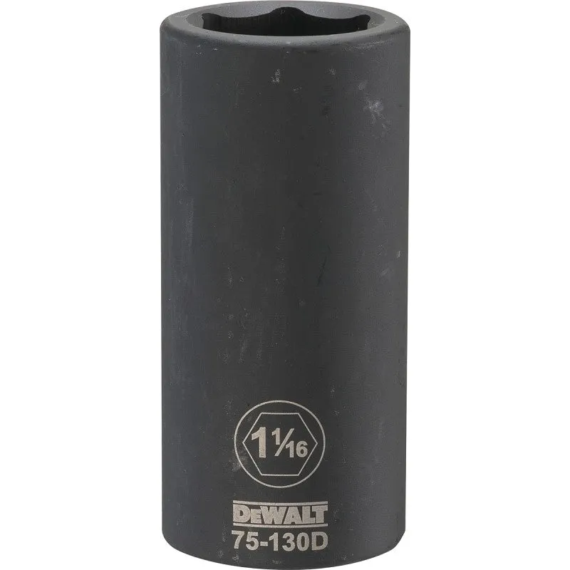 DEWALT DWMT75130OSP Impact Socket, 1-1/16 in Socket, 1-13/32 in D Socket, 3/4 in Drive, 6-Point, CR-440 Steel