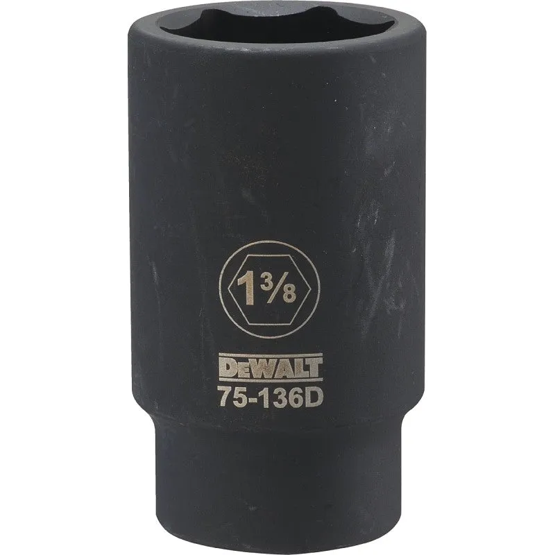 DEWALT DWMT75136OSP Impact Socket, 1-3/8 in Socket, 1-9/16 in D Socket, 3/4 in Drive, 6-Point, CR-440 Steel