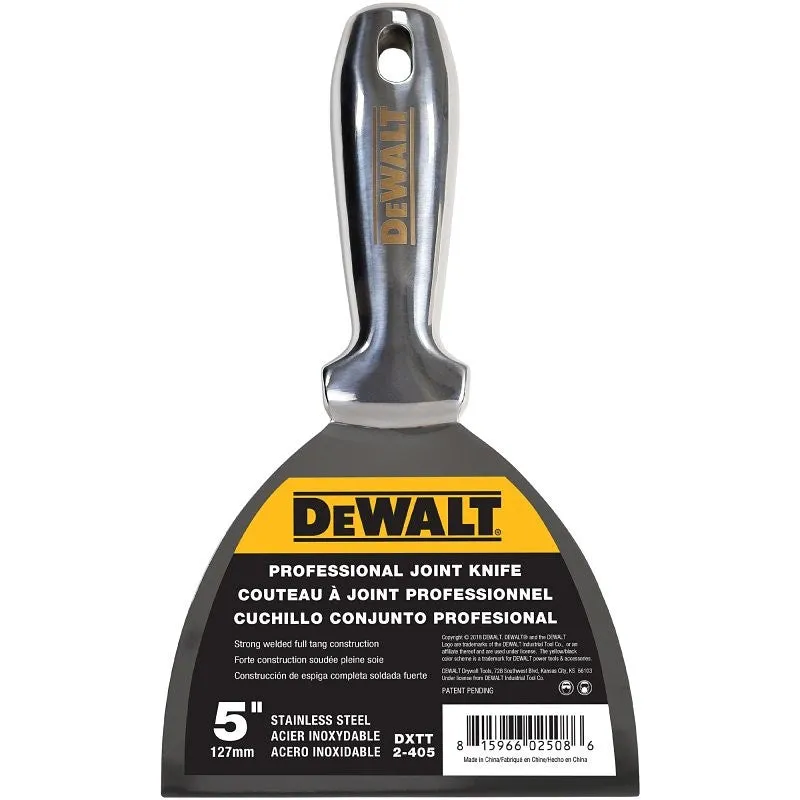 DEWALT DXTT-2-405 Joint Knife, 5 in W Blade, Stainless Steel Blade, Full-Tang, Precision Ground Blade (Pack of 8)
