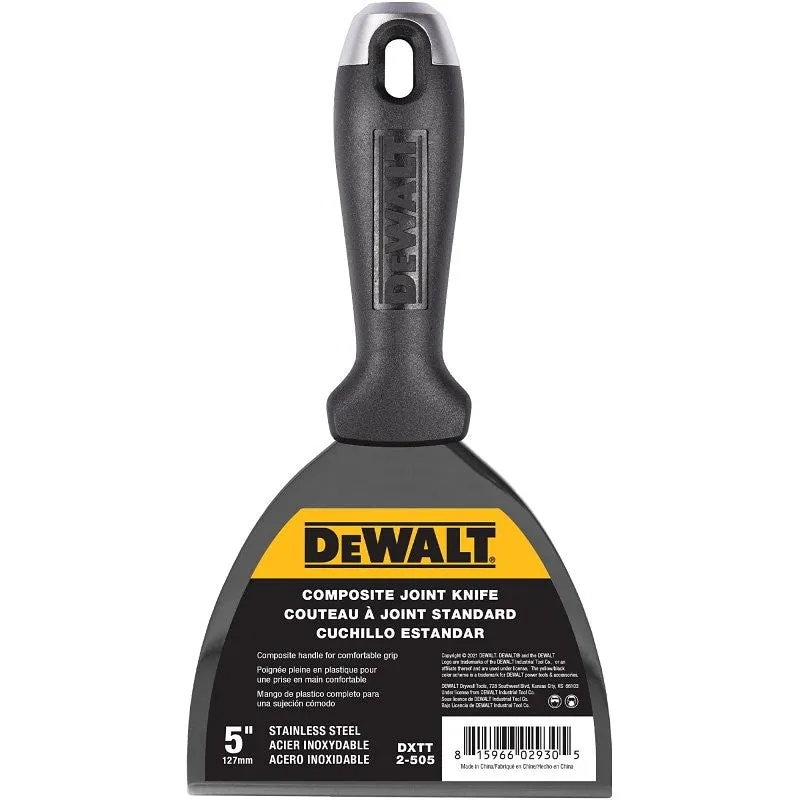 DEWALT DXTT-2-505 Joint Knife, 5 in W Blade, Stainless Steel Blade, Precision Ground Blade, Composite Handle (Pack of 4)