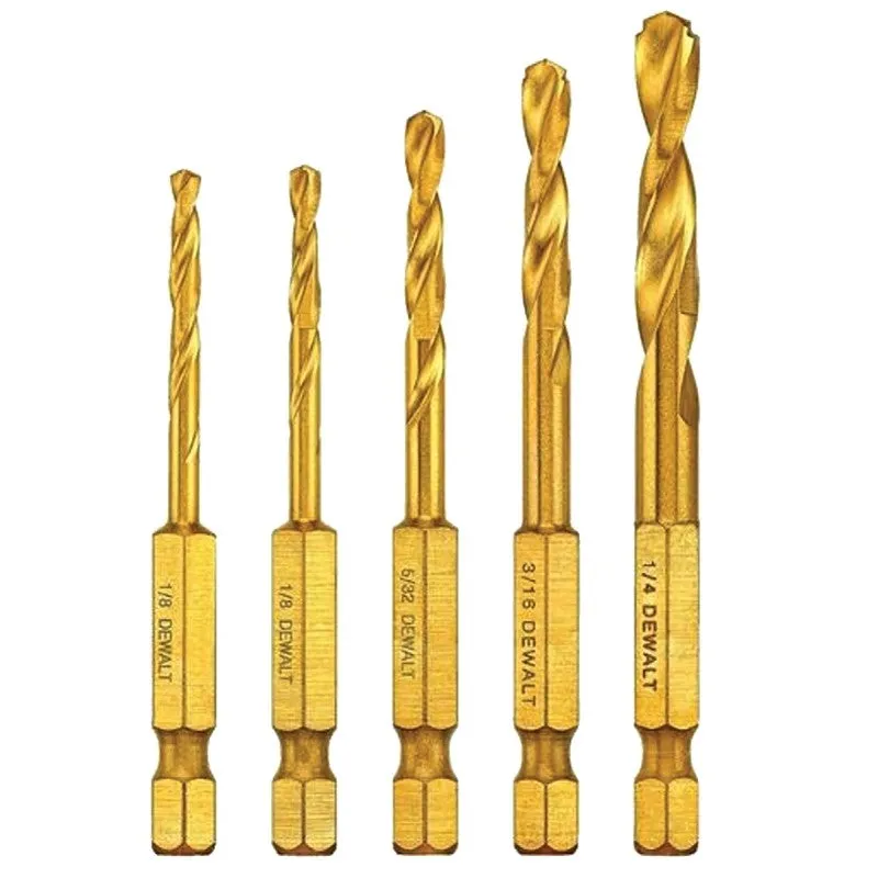 DEWALT IMPACT READY Series DD5155 Drill Bit Set, 5-Piece, Steel, Titanium