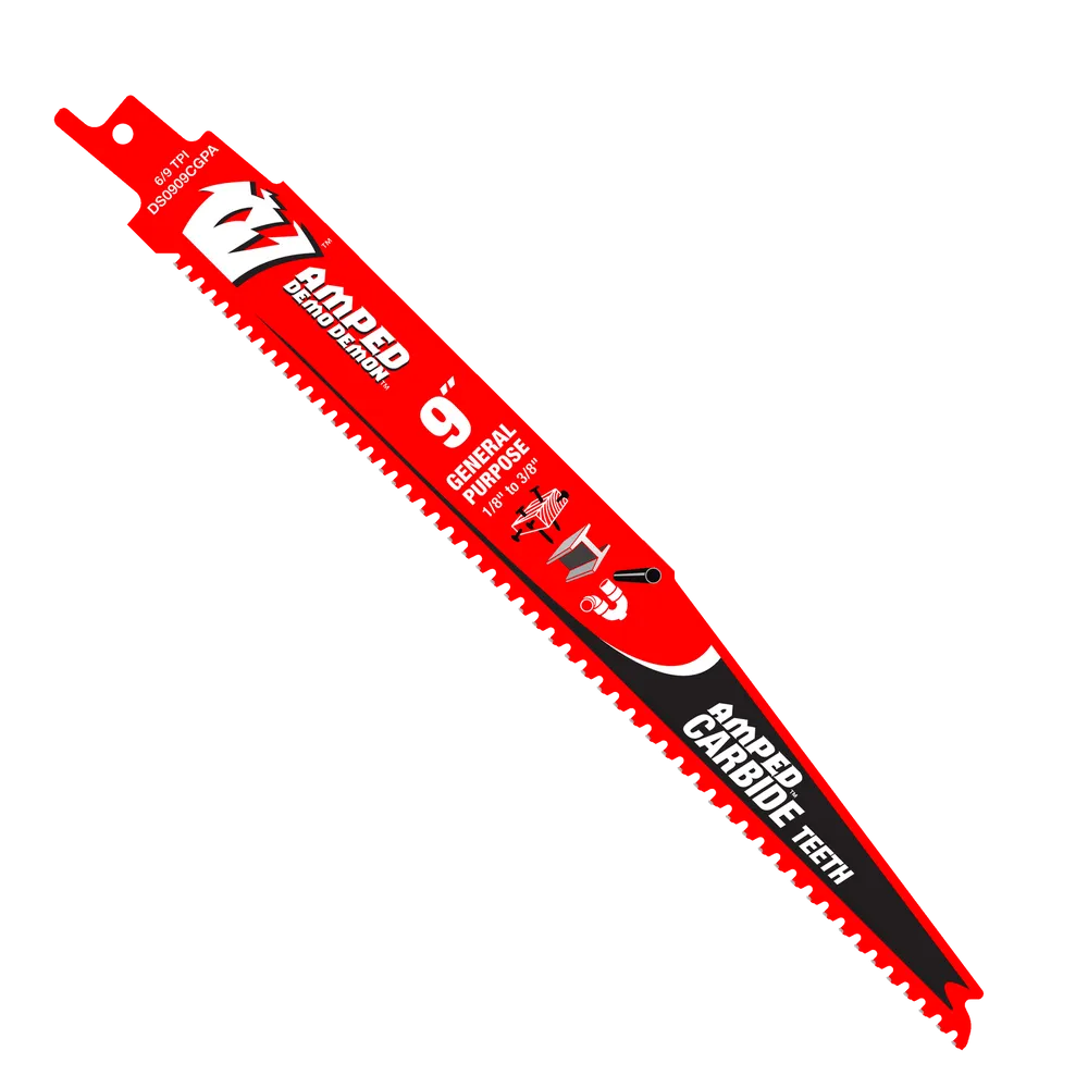 DIABLO DS0909CGPA3 9″ 6/9TPI AMPED™ Demo Demon™ Carbide Teeth Reciprocating Saw Blades for General Purpose Cuts (3-pk)