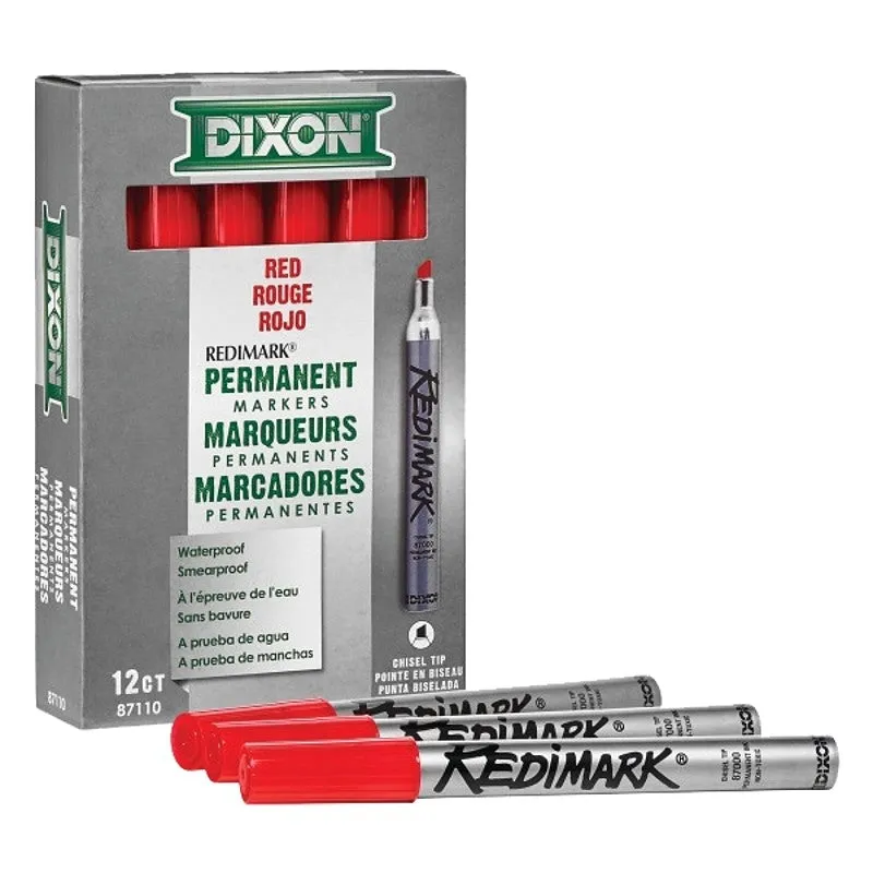 DIXON TICONDEROGA 87110 Marker, Red, 6 in L, Metal Barrel (Pack of 12)