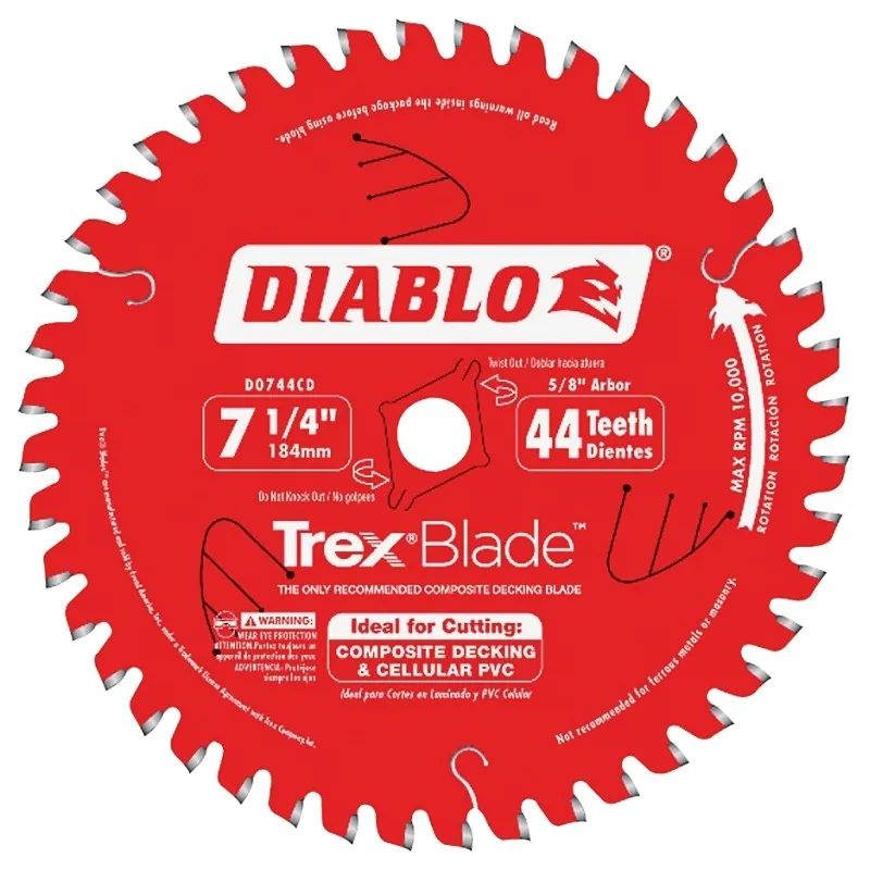 Diablo D0744CD Circular Saw Blade, 7-1/4 in Dia, 5/8 in Arbor, 44-Teeth, Carbide Cutting Edge