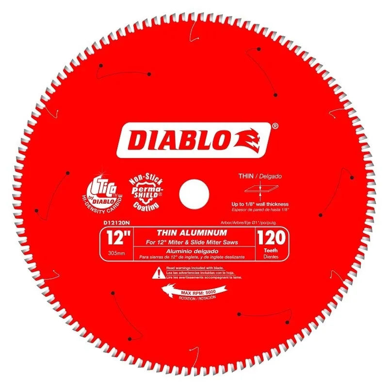 Diablo D12120N Circular Saw Blade, 12 in Dia, 1 in Arbor, 120-Teeth, Carbide Cutting Edge