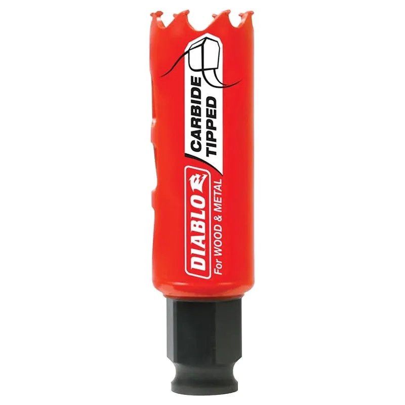 Diablo DHS1000CT GP Hole Saw, 1 in Dia, 2-3/8 in D Cutting, 3/8 in Arbor, Carbide Cutting Edge