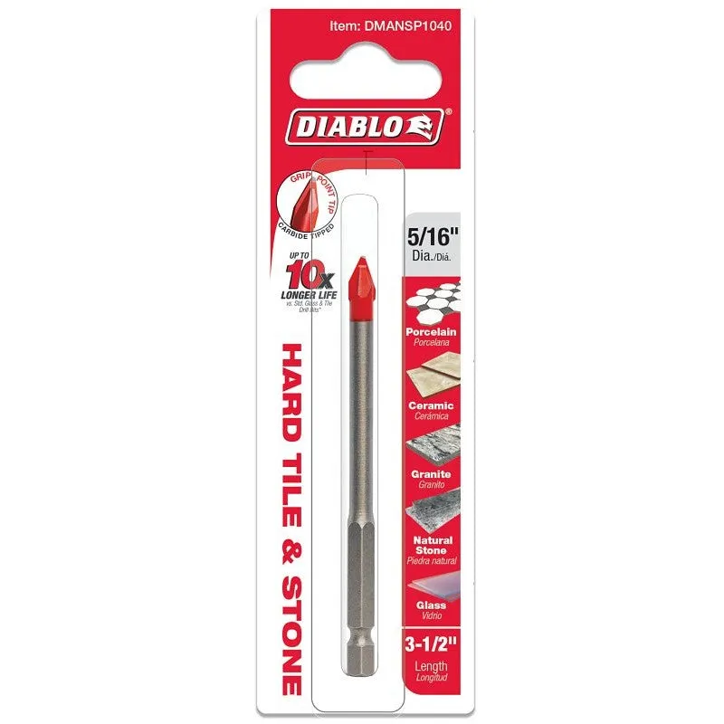 Diablo DMANSP1040 Drill Bit, 5/16 in Dia, 3-1/2 in OAL, Hex Shank