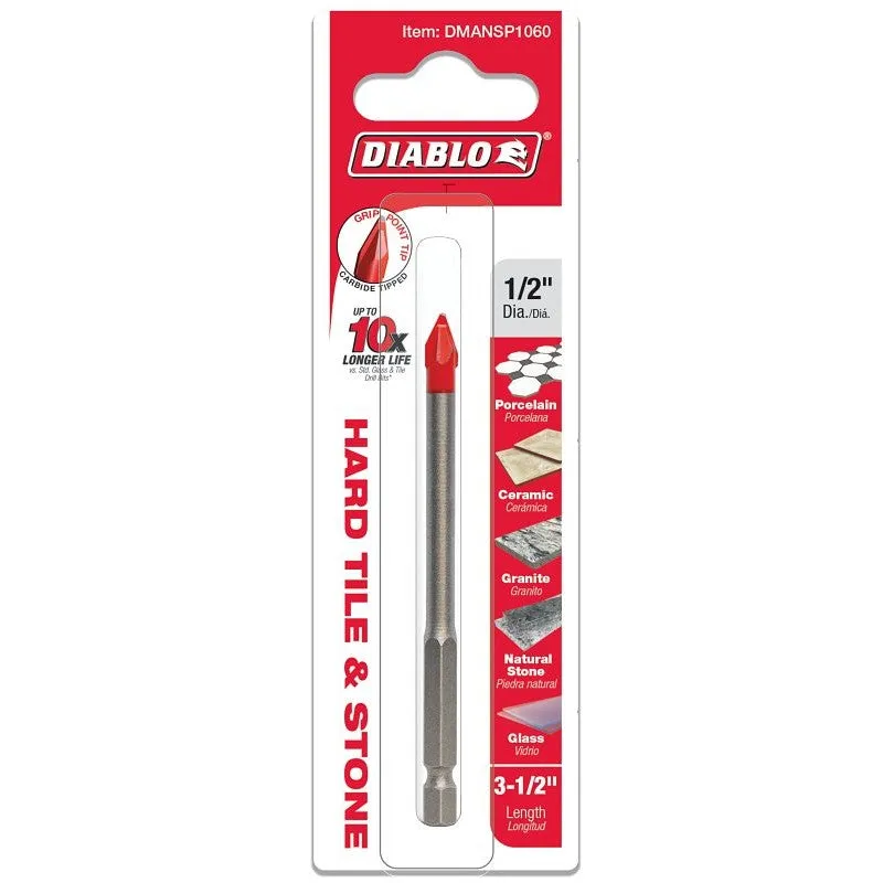 diablo dmansp1060 drill bit 12 in dia 3 12 in oal hex shank