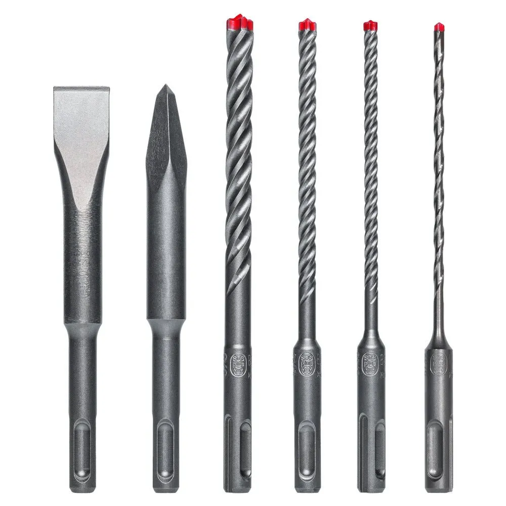 Diablo DMAPL9930-S6 6pc SDS-Plus Rebar Demon™ 4-Cutter Full Carbide Head Hammer Drill Bit & Chisel Set (6-Piece)
