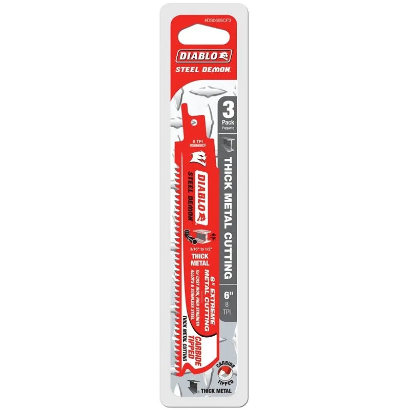 diablo ds0608cf3 reciprocating saw blade metal stainless steel 1 in w 8 tpi 48 teeth
