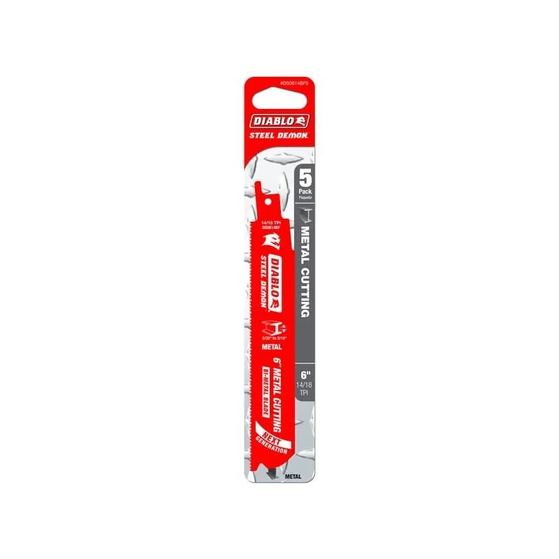 Diablo DS0614BF5 6 Diablo Bi-Metal Recip Blade for Metal (3/32 to 5/16 ) (5 pk)