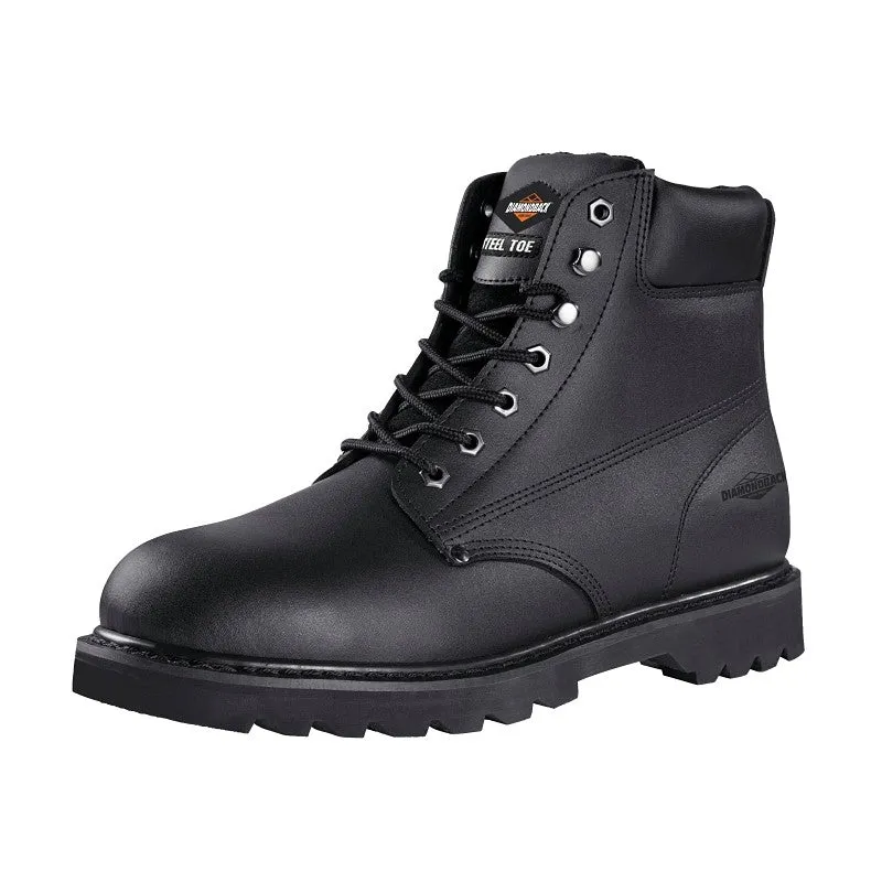 Diamondback 655SS-9 Work Boots, 9, Medium W, Black, Leather, Lace-Up, With Lining