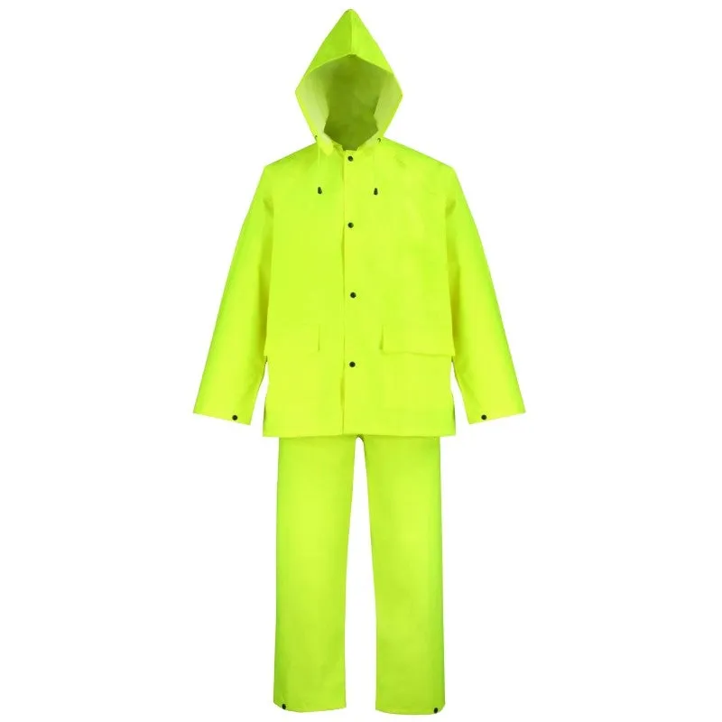 Diamondback OX025PU-XL Rain Suit, XL, 30-1/2 in Inseam, Polyester, Hi-Viz Yellow, Comfortable Oxford Polyester Collar