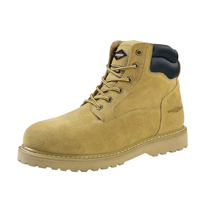 Diamondback WSST-12 Work Boots, 12, Extra Wide W, Tan, Leather, Lace-Up, With Lining