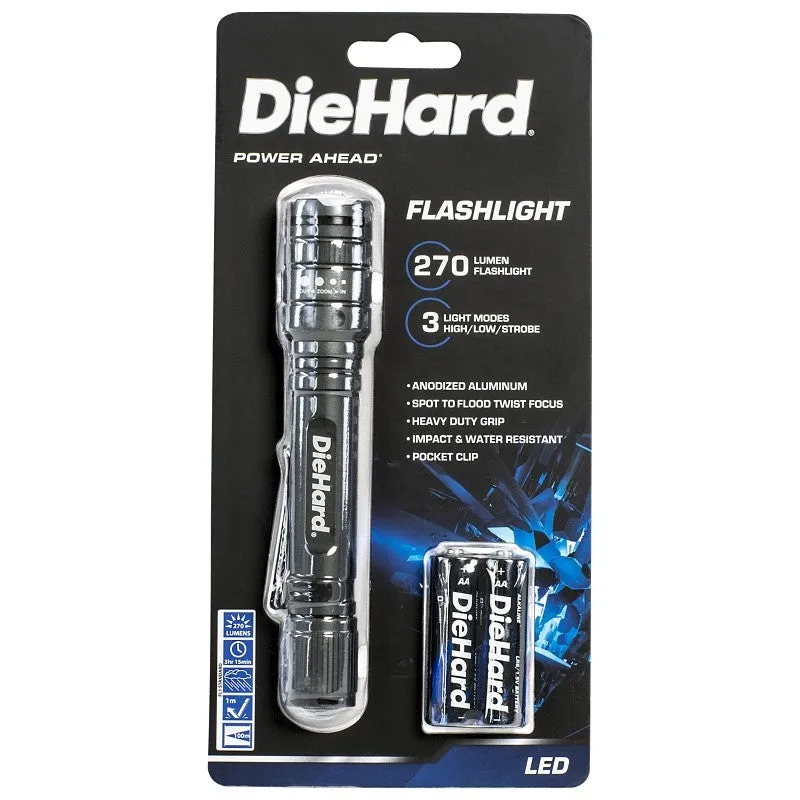 Dorcy 41-6647 Flashlight, AA Battery, Alkaline Battery, 270, Flood Beam, 100 m Beam Distance, 3 hr 15 m Run Time, Silver (Pack of 3)