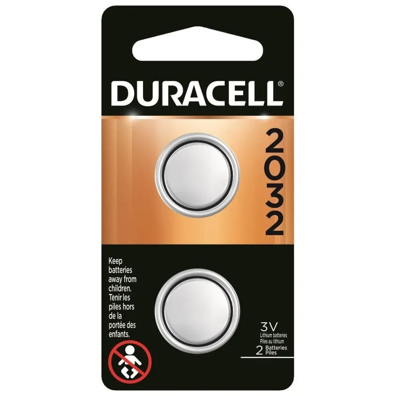 Duracell DL2032B2PK Battery, 3 V Battery, 220 mAh, CR2032 Battery, Lithium, Manganese Dioxide (Pack of 6)