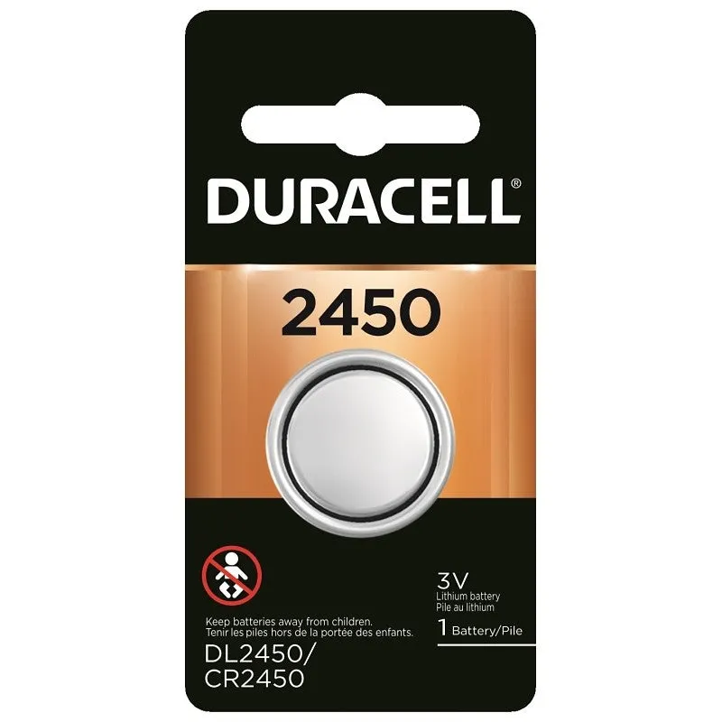 Duracell DL2450BPK Battery, 3 V Battery, 600 mAh, CR2450 Battery, Lithium, Manganese Dioxide (Pack of 6)